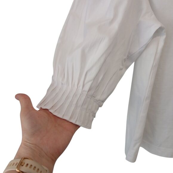 Madewell NWT White Size Small   Puff Sleeve Knit Top NV971 Mixed Media MSRP $52 - Picture 6 of 12